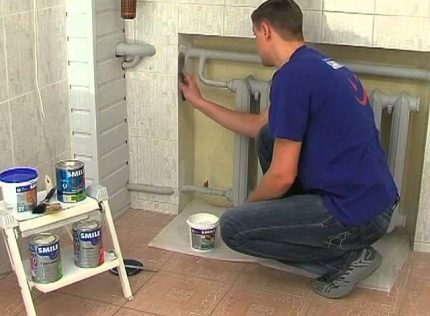 Покраска труб и радиатора